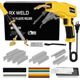 RX WELD Plastic Welder, 2 in 1 Plastic Welding Kit, 1000pcs Hot Stapler Plastic Repair Kit For Car Bumper Cracks, Kayaks, Plastic Toys Yellow