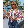 ZXZY Women Soft Dressy Floral Printed Button Down Tropical Hawaiian