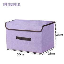 NCRGB Pack of 2 Fabric Foldable Storage Boxes with Lid, 36 x 23 x 24 cm, Fabric Storage Container with Lid, Wardrobe Organiser for Clothes Storage, Room Organisation, Purple