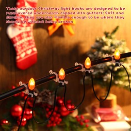 Blulu Light Clips Hooks, Gutter Clips, Christmas Shingle Clips Outdoor, All Purpose Gutter Hooks Compatible with C9 C7 C6 for Roof, Roof Ridge Line, Fence(Clear, 600 Pieces)