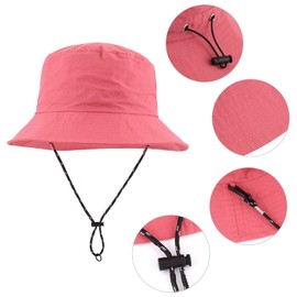 Sun Hat for Men Women Wide Brim UPF 50+ Fishing & Bucket Hat Waterproof Foldable Beach Sun Hat for Hiking Camping Safari Pink