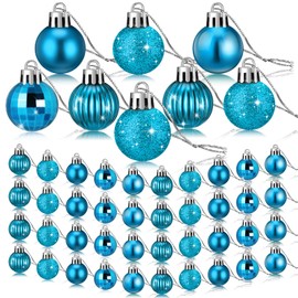Sumind 48 Pieces Christmas Ball Ornaments Mini Christmas Tree Decoration Miniature Christmas Tree Ornaments for Small Trees (Lake Blue)