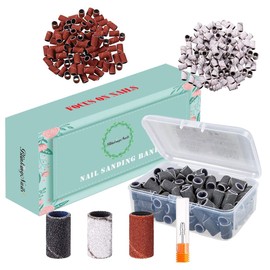 Sanding Bands for Nail Drill, 300Pcs 3 Colors 80 120 180 Grits with Nail Drill Bits for Electric File Nail Sanders for Acrylic Nails Manicures and Pedicures