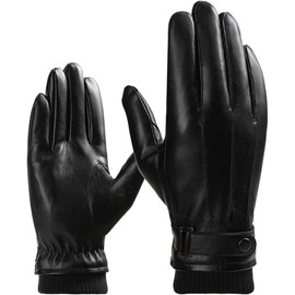 GLURIZ Guantes de Conducción de Cuero con Dedos Completos - Guantes para Frio, Guantes de Piel Auténtica para Hombre, Guantes de Motocicleta de Conducción de Piel de Vaca para Hombres y Mujeres