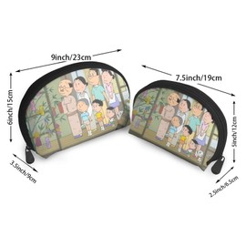 Sazae-san Pouch with Coin Purse, Storage Pouch, Wallet, Portable, Functional, Large Capacity, Waterproof, Shell Pouch, Parent-child Pouch, Travel Goods, Toiletry Travel Pouch, Lightweight, Small