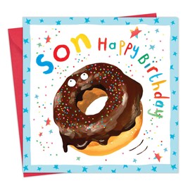 Twizler Son Birthday Card with Yummy Doughnut Design - Childrens Birthday Card for Son - Boys Card - Son Birthday Card for Kids