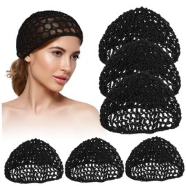 WATIIFUFU Pack of 6 Hair Net Knitted Hat Cover Women Headdress Headband Cover Hair Cover Net Sleep Cover Hair Bun Cover Hair Care Cap Hair Protection Hat Woman, As Shown