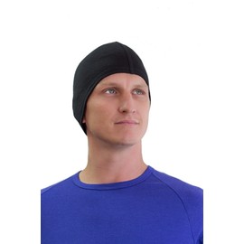 Brass Monkeys - 100% Pure Merino Wool - Skull Cap Beanie - New Zealand Made - Breathable, Ideal for Under Helmets - Black Unisex Hat for Men & Women - Medium