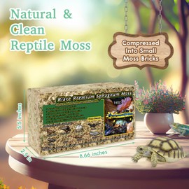 Riare 400 g Premium Sphagnum Moss for Reptiles Natural Terrarium Moss Brick for Reptiles Live Frogs Snake Peat Peat Bedding Leopard Tiger Turtle Annose Orchids Plants (400 g)