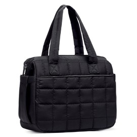 Lunch Bag Women Insulated Lunch Box Large Cooler Lunchbox Tote Bags Adult Reusable Boxes for Ladies Work Picnic School Beach (Quilted-Black)