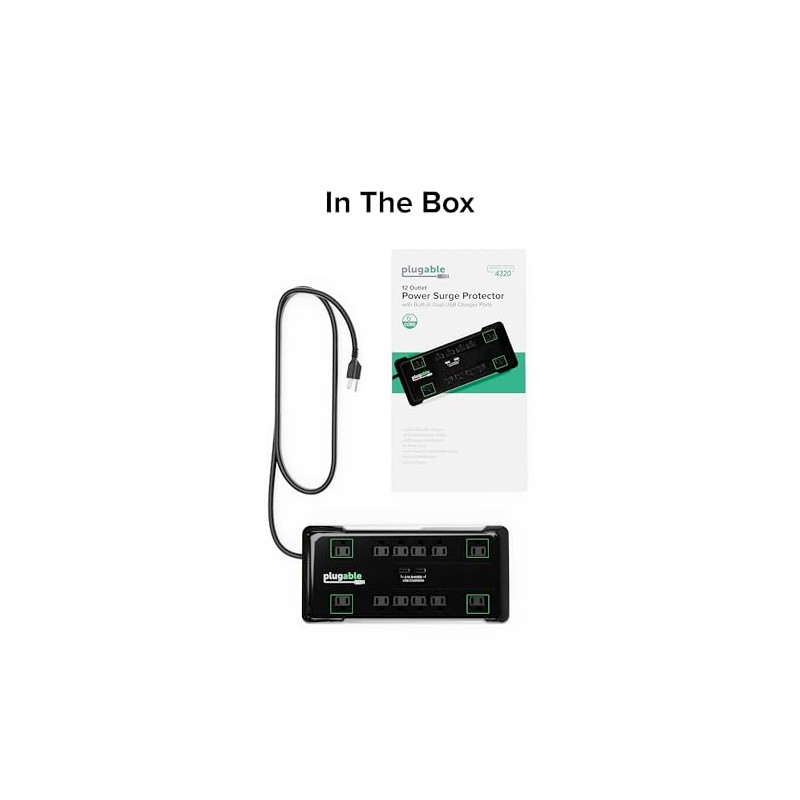 Plugable Regleta Protectora contra sobretensiones con USB y 12 Salidas