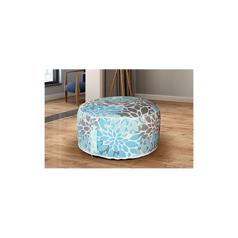 Viola Inflatable Ottoman - Blue Leaf
