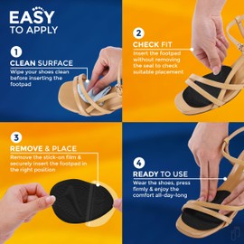 Succure 2 Pair Metatarsal Pads for Women & Men's Ball of Foot Cushions for Women High Heel - Helps with Pain Instantly - 0.12in Thick Mortons Neuroma Inserts - Soft Foot Pads Ball of Foot Pain (Black)