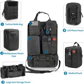 Z8 Tactical Seat Back Organizer, Universal Car Seat Back Cover with 5 Mole Bags in Different Sizes, Universal Fits All Vehicles