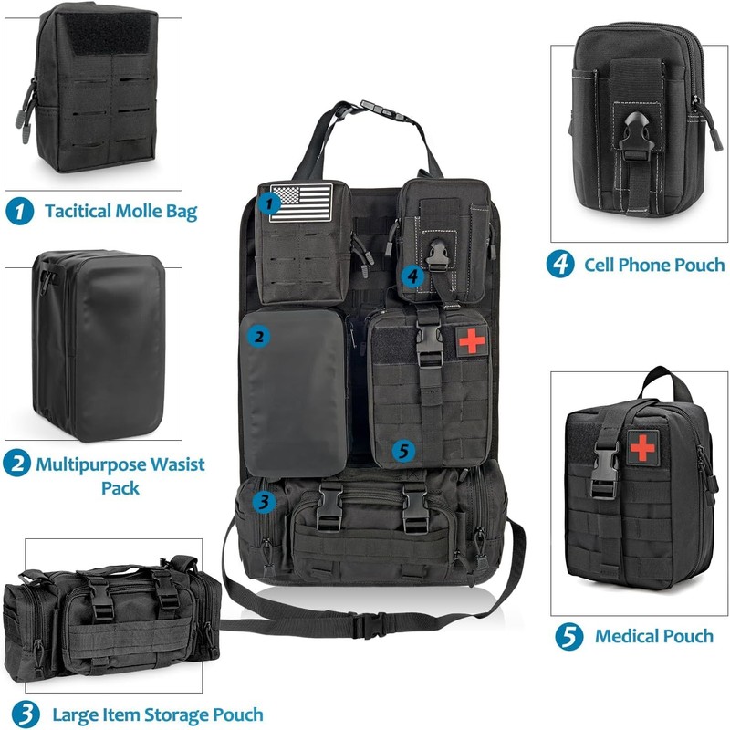 Z8 Tactical Seat Back Organizer, Universal Car Seat Back Cover