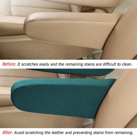 BELOMI 2 PCS Automobile Front Seat Armrest Covers, Car Seat Armrest Handle Cover Decoration Trim, Vehicles Center Console Lid Armrest Cover Skin Direct Replacement, Fit Truck SUV Sedan Van (Coffee)