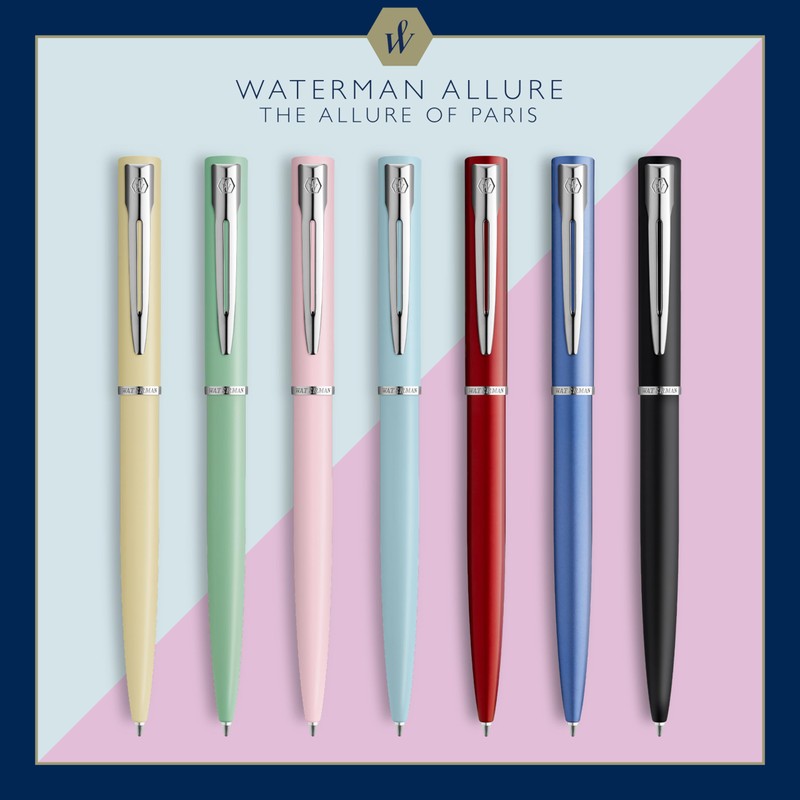 Waterman Graduate Allure ballpoint pen, black paint, medium tip, blue