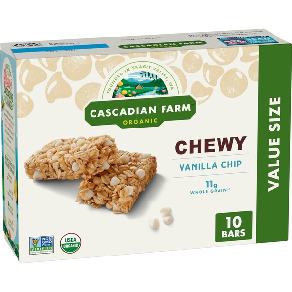 Cascadian Farm Barras de granola orgánicas de vainilla, 10 ct, 12.3 oz