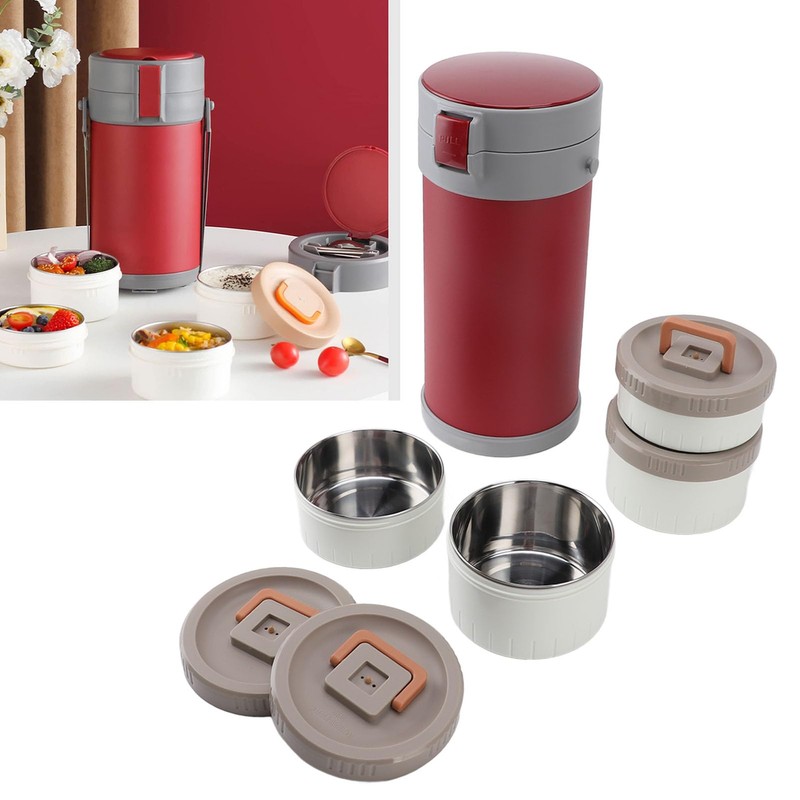 Asixxsix Stackable Lunch Box, Stainless Steel Thermal Leakproof Stackable Box