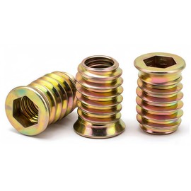 Drenky Threaded Inserts for Wood M8x15mm - 20Pcs Flanged Hex Socket Nut, Zinc Plated Carbon Steel Insert Nuts with Hex Drive Head (Wood Furniture Installation Hardware)