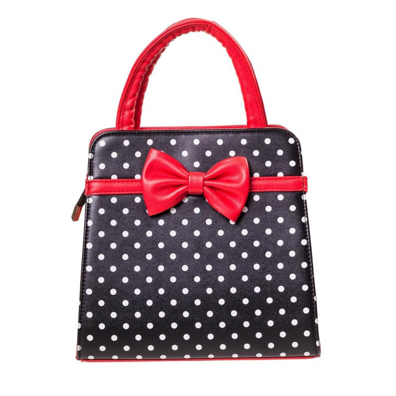 Banned Carla Retro Bag 50s Rockabilly Polka Faux Leather Top
