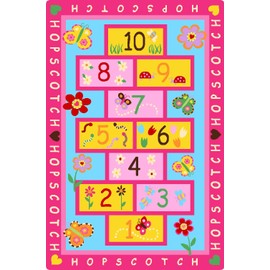 HUAHOO Pink Girls Rug - Hopscotch, Children's, Baby Nursery, Kids, Carpet - Girls Bedroom, Playroom, School Classroom, Learning, Educational (31.5''x47'')