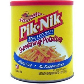 Pik-Nik Shoestring Potatoes 50% less salt 4 oz ( Pack of 2 )