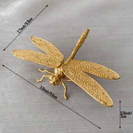 Tricune Gold Dragonfly Sculpture Solid Metal Insect Ornament Mini Insect Figurine for Home Office Garden Desktop Decor (Dragonfly)
