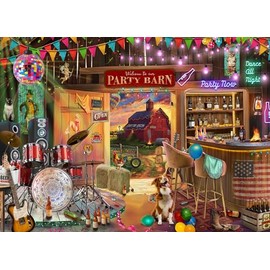 Party Barn Jigsaw Puzzle 1000 Piece by Vermont Christmas Company - Puzzles for Adults & Families - Fully Interlocking & Randomly Shaped Pieces - 26 5/8" x 19 1/4"