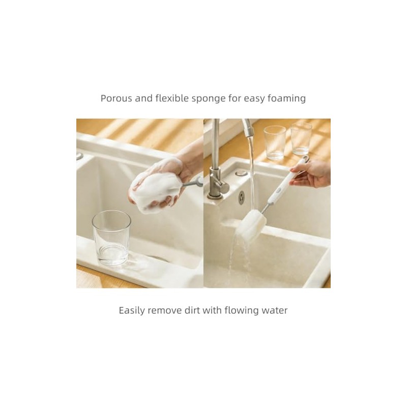 Bottle Brush Long Handle Cup Cleaner Brush Sponge Bottle Scrubber