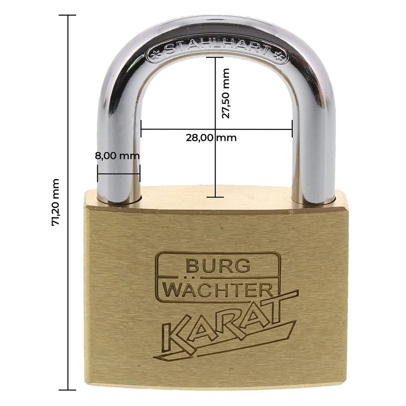 BURG WÄCHTER Cylinder Padlock 116 20, Karat 217 50/6 SB