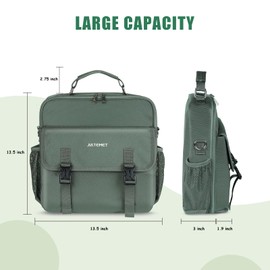 JIATEMET 3-Ring Zipper Binder, Large Storage Binder with Detachable Shoulder Strap, Student D-ring Zipper Binder with Multiple Pockets, can Hold 500 Pages, Folders, and Laptop, Easy to Carry (Green)