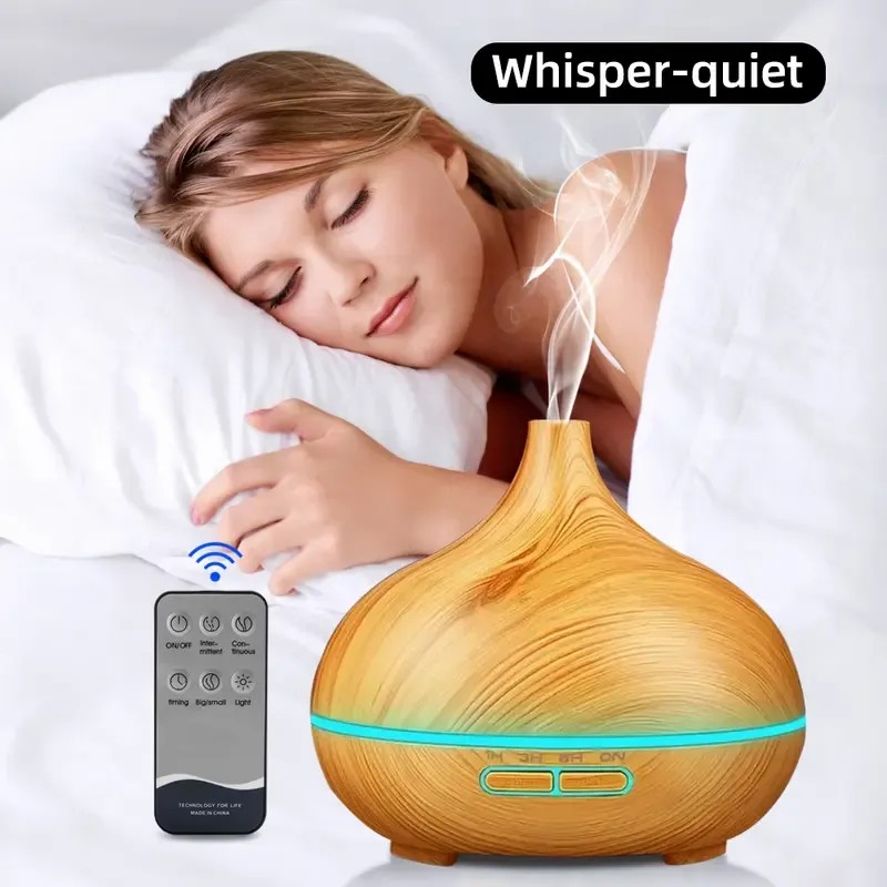 550ml Ultrasonic Essential Oil Diffuser & Humidifier – Wood Grain