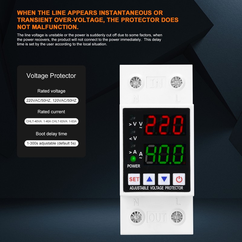 Dual Display Adjustable Voltage Protector Intelligent Over-voltage Under-voltage Over-current Protect