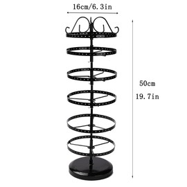 SNBBGT 6 Tier Metal Rotating Earring Holder Organizer,Adjustable Hoop Storage Rack,264 Holes Adjustable Metal Rack for Stud Hoop Dangle Storage,Black