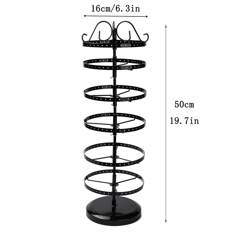 SNBBGT 6 Tier Metal Rotating Earring Holder Organizer,Adjustable Hoop Storage