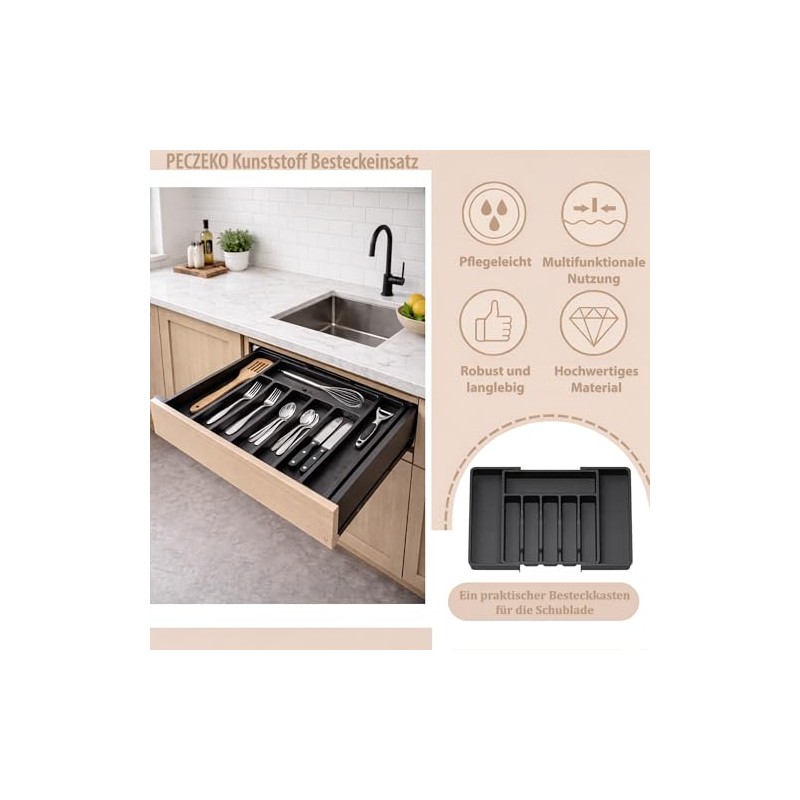 Extendable Cutlery Tray for Drawer 33-57 cm - Adjustable Cutlery