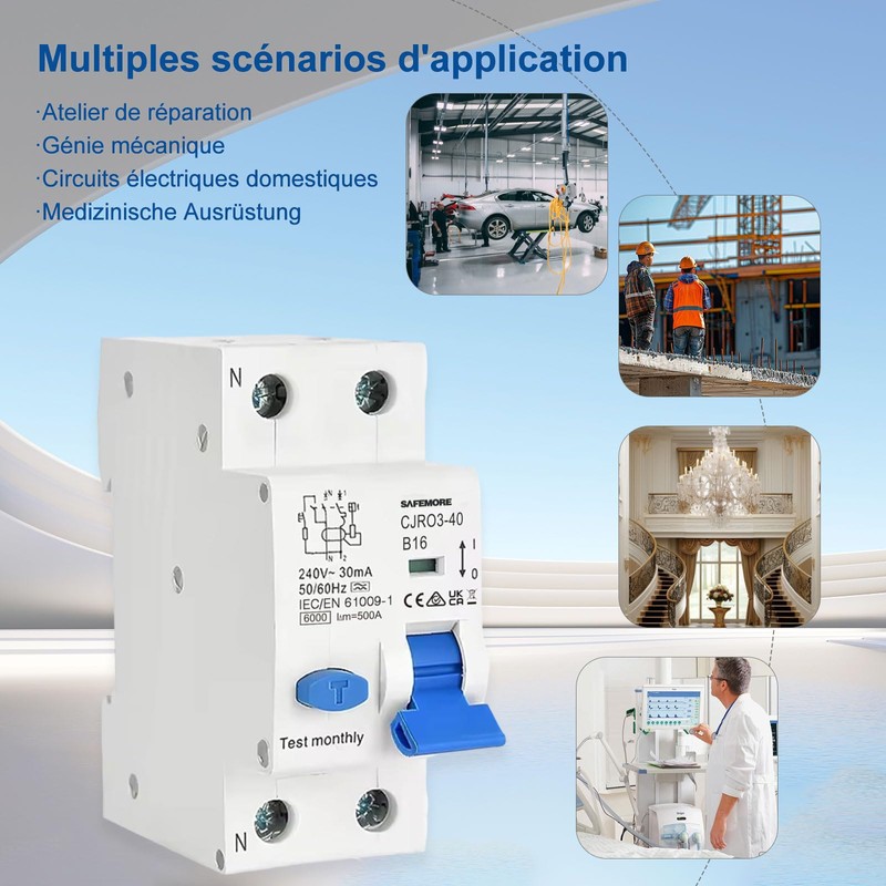 Fehlerstromschutzschalter RCBO 16 A 1P+N – Typ A 30 mA