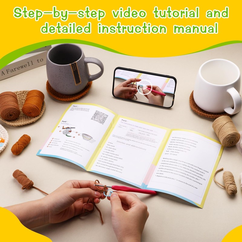 UzecPk Crochet Kit for Beginners, Crochet Kit, 4 Pcs Crochet