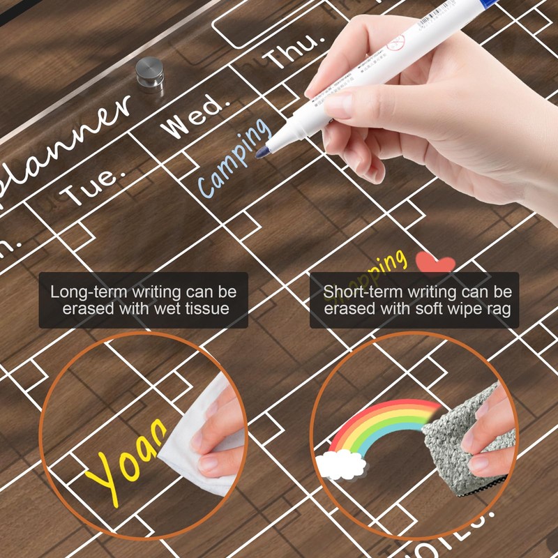 Magnetic Acrylic Calendar for Fridge,1 Pack 12"x16" Clear Fridge Calendar