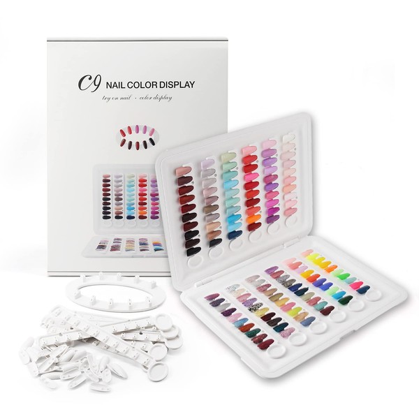 C9 Nail Color Chart, Sample Book, Color Guide, Color Swatch Included, No Tape Required, Removable Tip, Recyclable