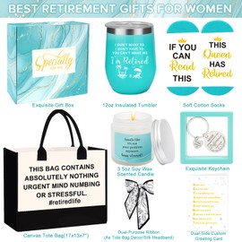 Retirement Gift for Woman 2025, Happy Retirement Gifts for Women Retirees Teachers Nurses Boss Friends Mom Grandma, Coworkers Farewell Leaving Going Away Gift with Canvas Tote Bag