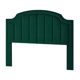 24KF Upholstered Channel Pattern Queen Headboard with Silver Nailhead Trim, Comfy Velvet Queen Size Headboard Full Headboard-Jade