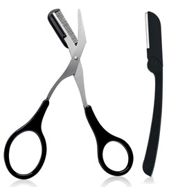 Professional Precision Trimmer Eyebrow Scissors Remover Beauty Tool with Comb and Non Slip Finger Grips
