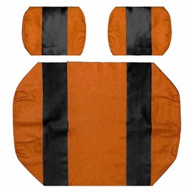 Seat Cover Replacement for EZGO Marathon Golf Cart - Front or Rear Bench Seat - Premium Marine Vinyl - 5 Panel Stitching - Staple On Installation - Two-Tone Golf Cart Seat Covers (Black & Orange)
