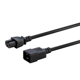 Monoprice 3-Prong Power Cord - 6 Feet - Black | IEC 60320 C20 to IEC 60320 C15, 14AWG, 15A, for Network Hardware or Other High-Temperature Equipment