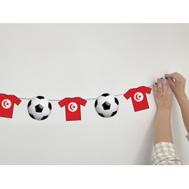 AK Giftshop Tunisia Football Bunting Party Decorations World Cup Flags - 12pcs / 2.5m Ribbon