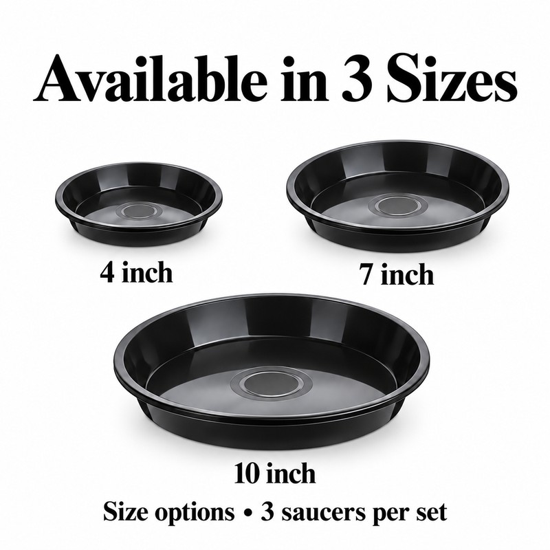 3 Pack Plastic Plant Saucers for Flower Pots – Durable