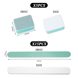 15 Pcs Double-Sided Nail Files And 5 Pcs Sponges, Manicure Tools, Nail Polishing Tools, Nail Care Supplies