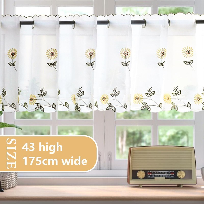 Disnace Voile Bistro Curtain 43 x 175 cm Privacy Curtain
